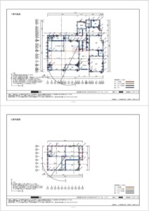 耐震補強計画です<br />
専用ソフトによる計算で補強計画が決定します<br />
全面改装でしたので全体的に補強計画を立てることができ<br />
合計60箇所の壁補強をしています 