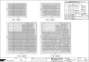 柱金物の計画です<br />
壁が強くなると柱が抜けたがるので柱金物を取り付けます<br />
取付ける金物は計算により決まります<br />
大工さんへの指示のため壁の通りに番号を振って表にまとめま